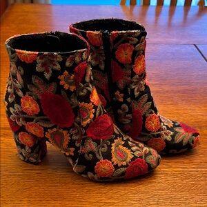 Floral Embroidered Ankle Boots